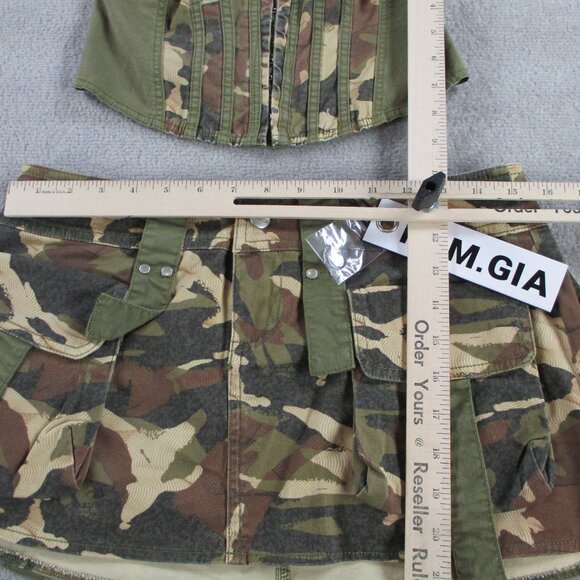 I AM GIA Camo Skirt Corset Set Outfit Womens XS Eydis Army Cargo Top & Bottom - Picture 4 of 12